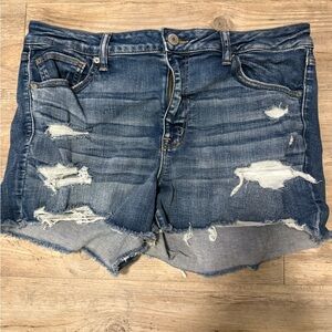 American Eagle Outfitters Blue Distressed Jean Shorts